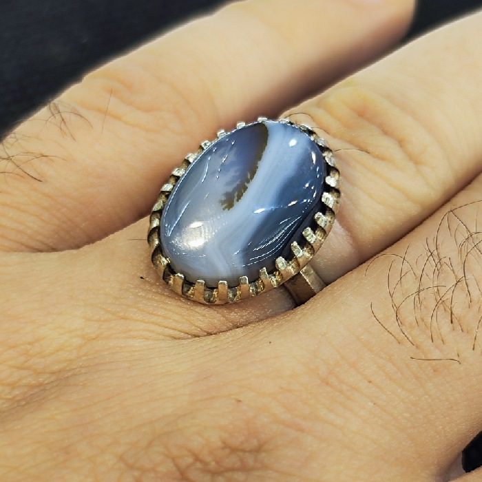 Price and Buy Persian Dendritic Agate Shajar Silver Ring for Men Nima - Image 4