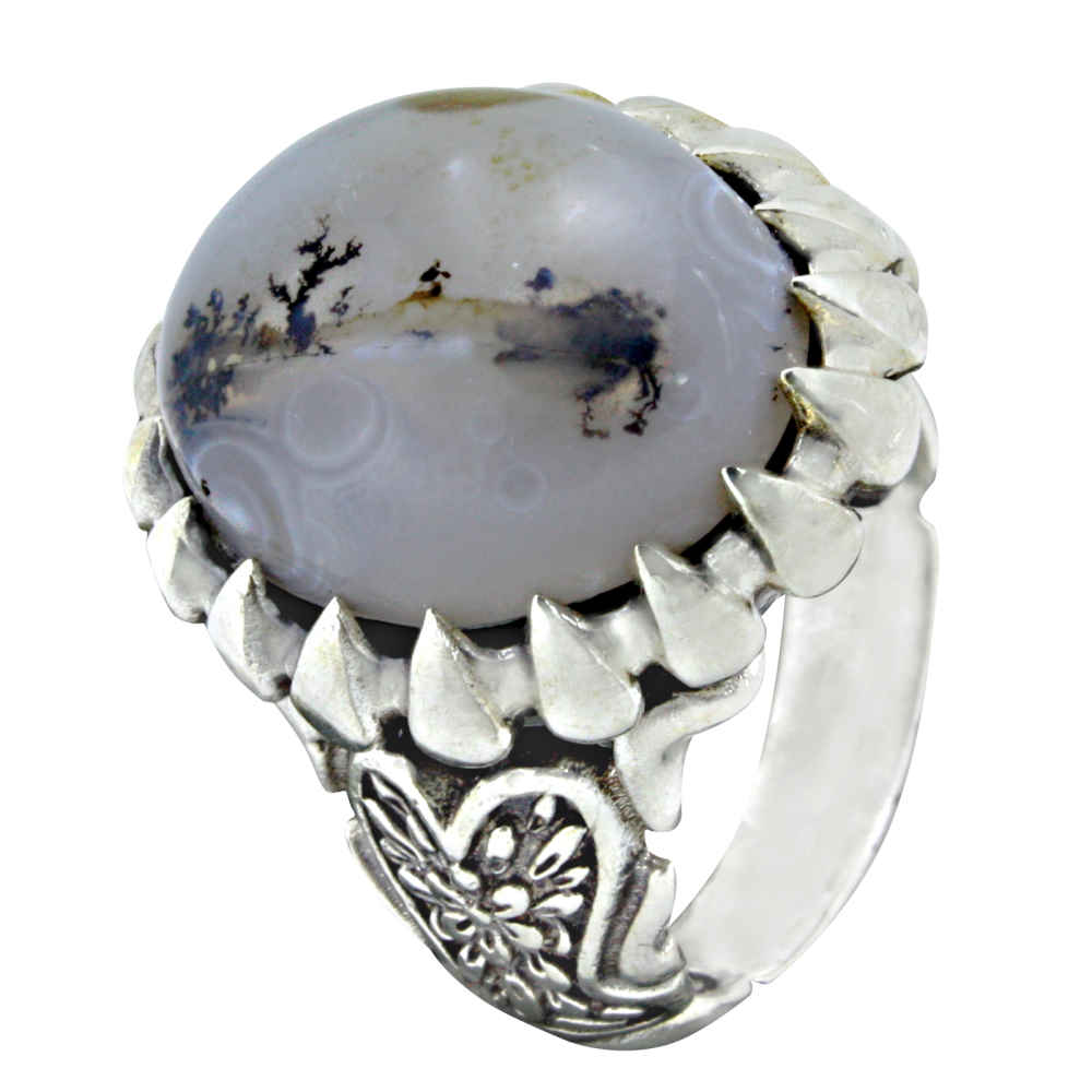 Price and Buy Persian Dendritic Agate Shajar Silver Ring for Men Sabalan