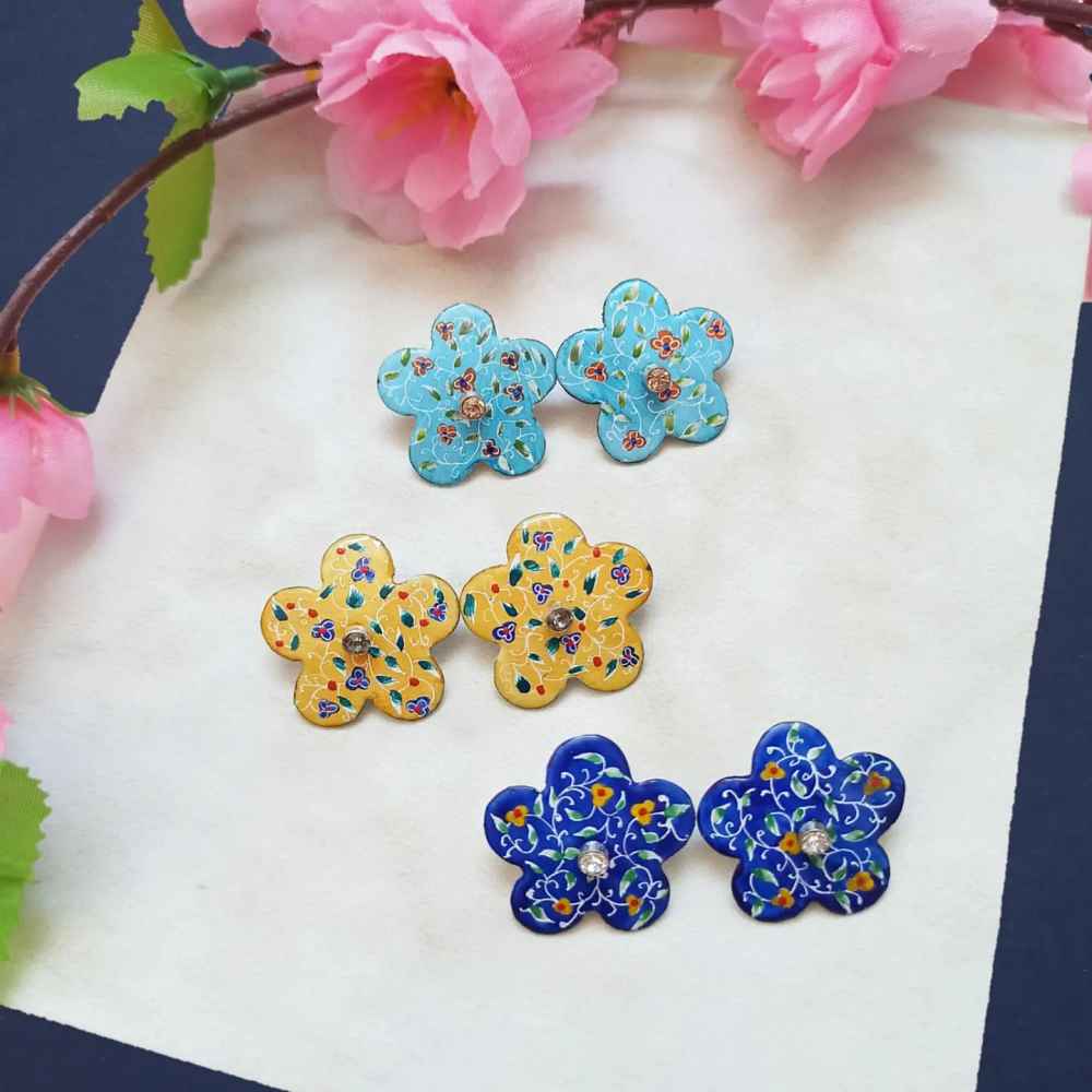 Price and Buy Persian Earrings Handcrafted with Minakari Artistic Bahar