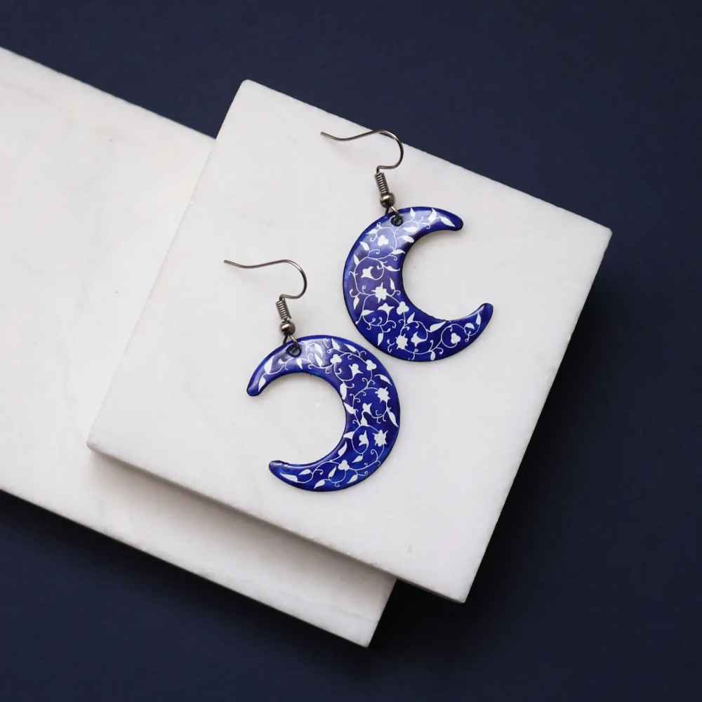 Price and Buy Persian Earrings Handcrafted with Minakari Artistic Moon