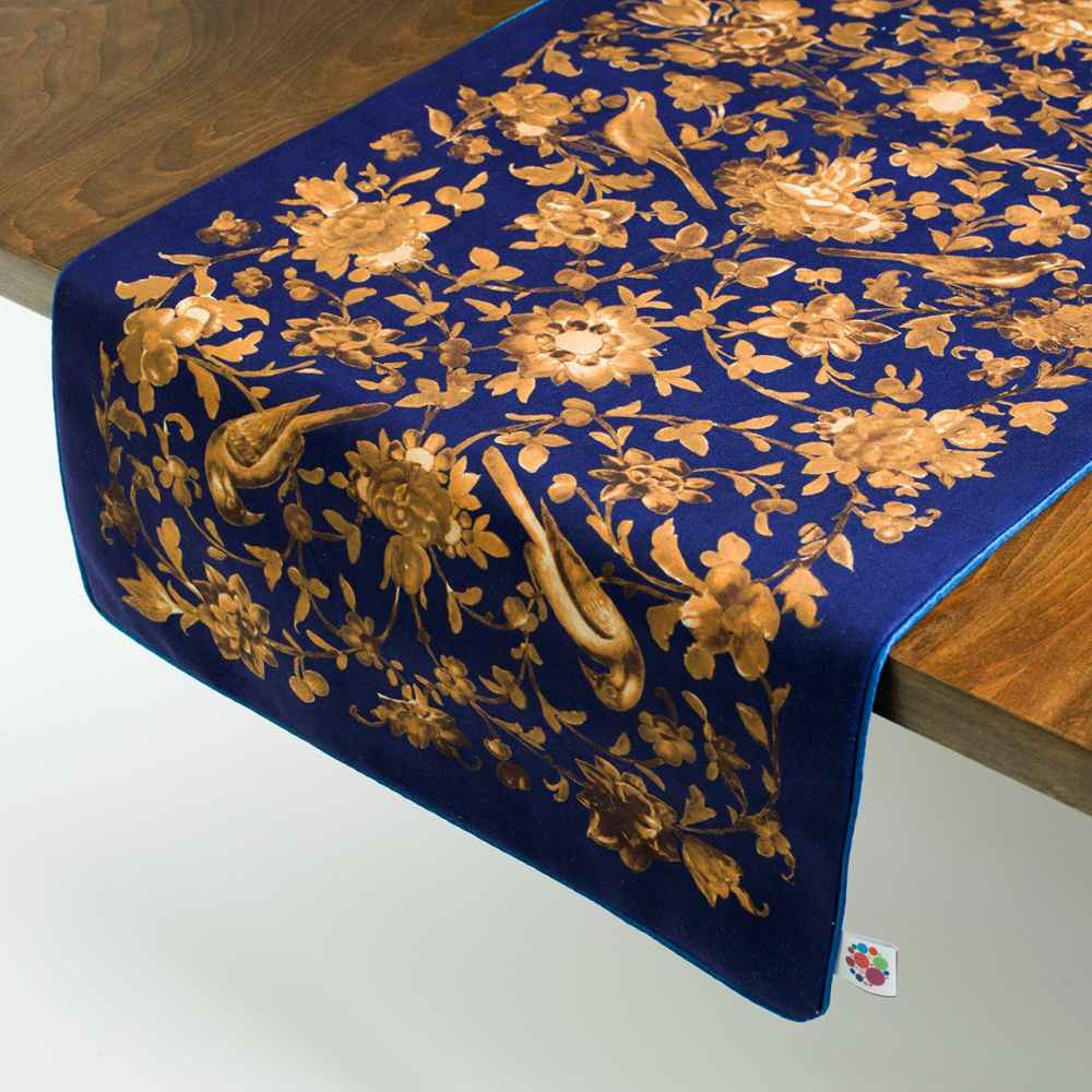Price and Buy Persian Elegance Blue Velvet Table Runner Hana