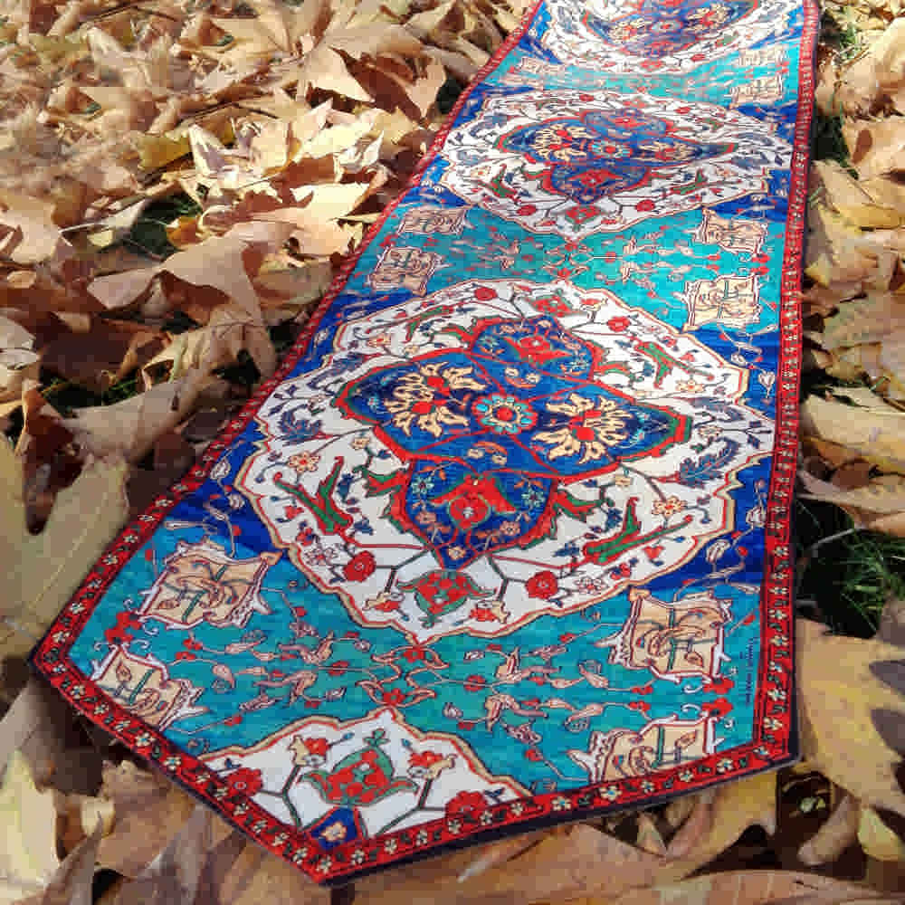 Price and Buy Persian Elegance Blue Velvet Table Runner Haris - Image 4