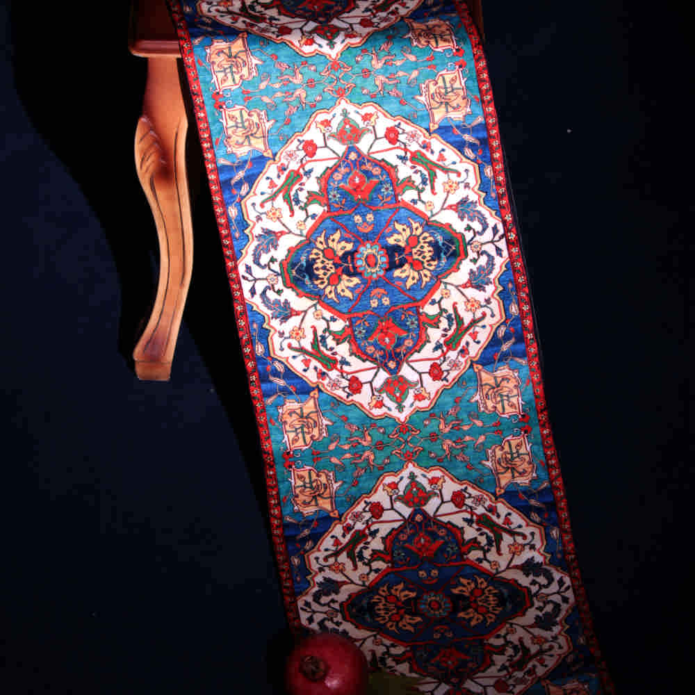 Price and Buy Persian Elegance Blue Velvet Table Runner Haris - Image 5