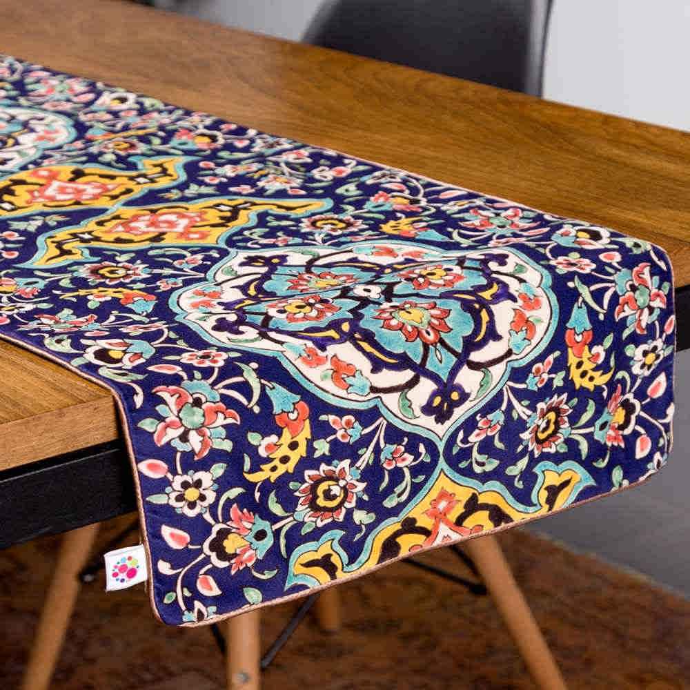 Price and Buy Persian Elegance Blue Velvet Table Runner Sayeh