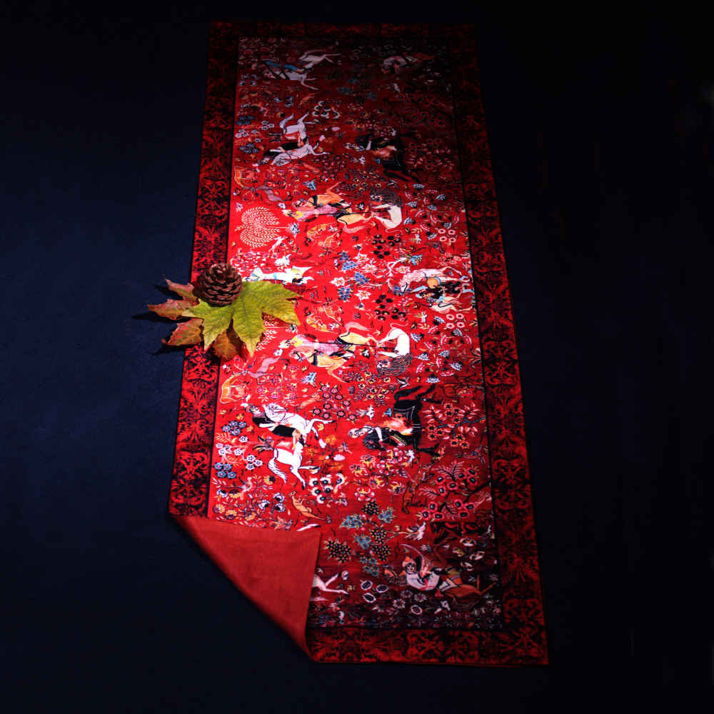 Price and Buy Persian Elegance Red Velvet Table Runner Shekargah II - Image 4