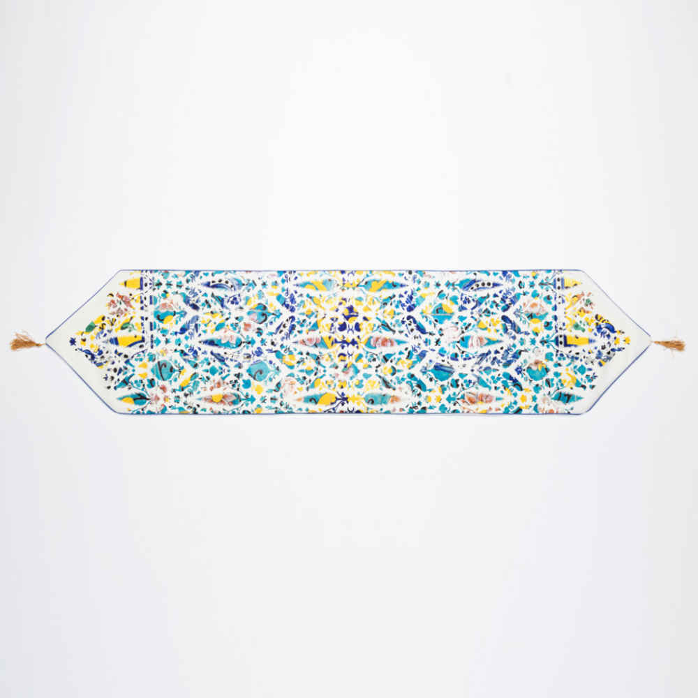 Price and Buy Persian Elegance White Velvet Table Runner Nahal