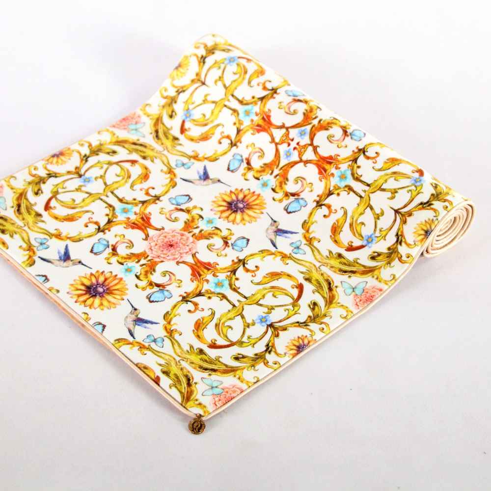 Price and Buy Persian Elegance Yellow Velvet Table Runner Zarin - Image 4