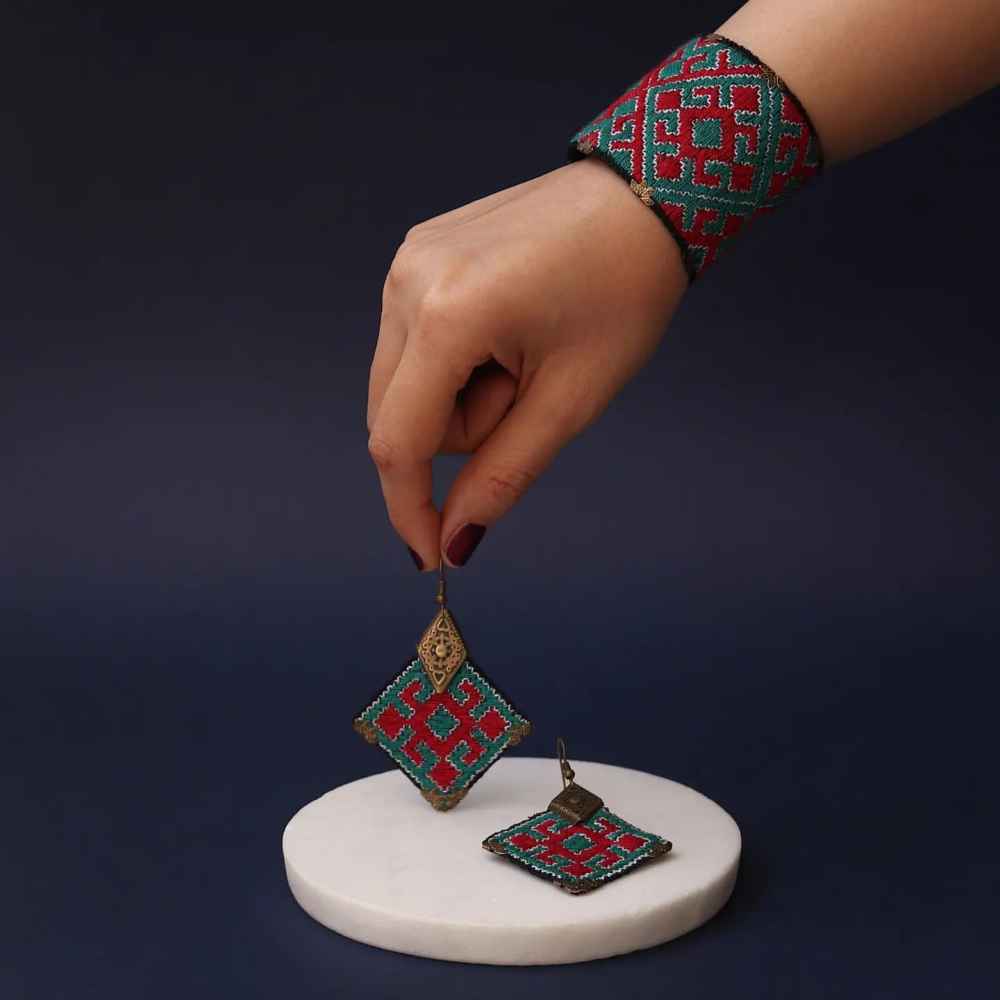 Price and Buy Persian Embroidered Earrings & Bracelet Set Model Arezoo - Image 3
