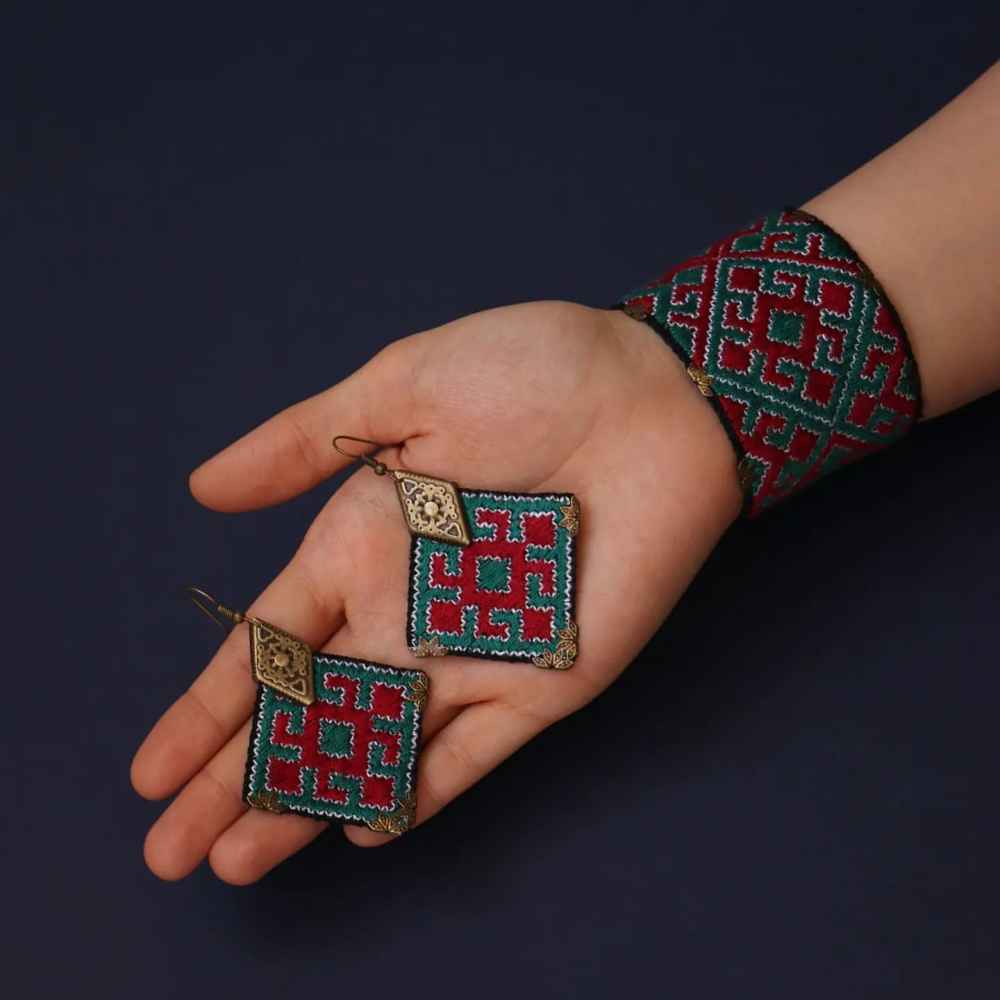 Price and Buy Persian Embroidered Earrings & Bracelet Set Model Arezoo - Image 4