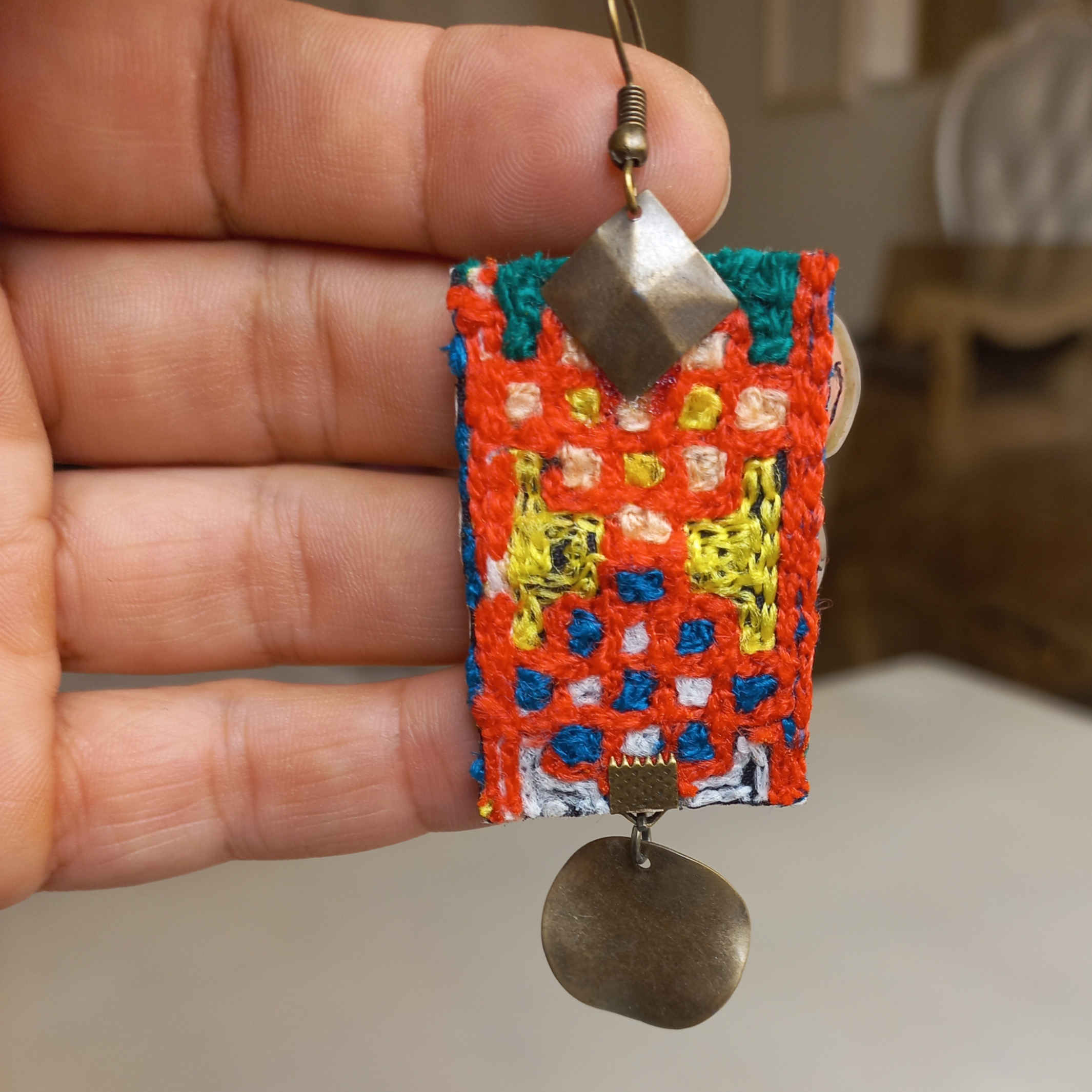 Price and Buy Persian Embroidered Earrings Traditional Needlework Red_68ff3cda95920.jpeg Price and Buy Persian Embroidered Earrings Traditional Needlework Red - Image 4