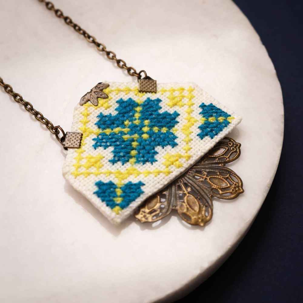 Price and Buy Persian Embroidered Necklace, Bracelet & Earrings Set Lemon - Image 3