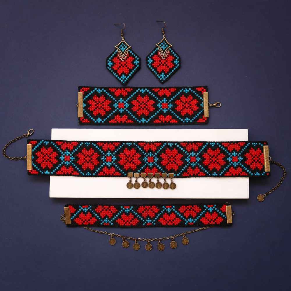 Price and Buy Persian Embroidered Necklace, Bracelet & Earrings Set Pegah