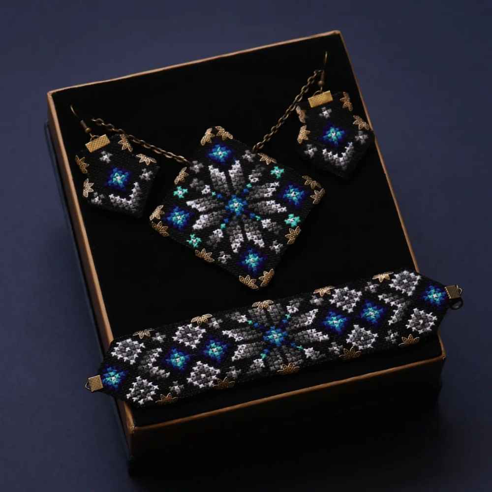 Price and Buy Persian Embroidered Necklace, Bracelet & Earrings Set Rana - Image 3
