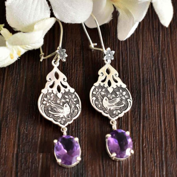 Price and Buy Persian Engraved Silver Earrings with Amethyst Gemstone_68f76b3f006e8.jpeg Price and Buy Persian Engraved Silver Earrings with Amethyst Gemstone