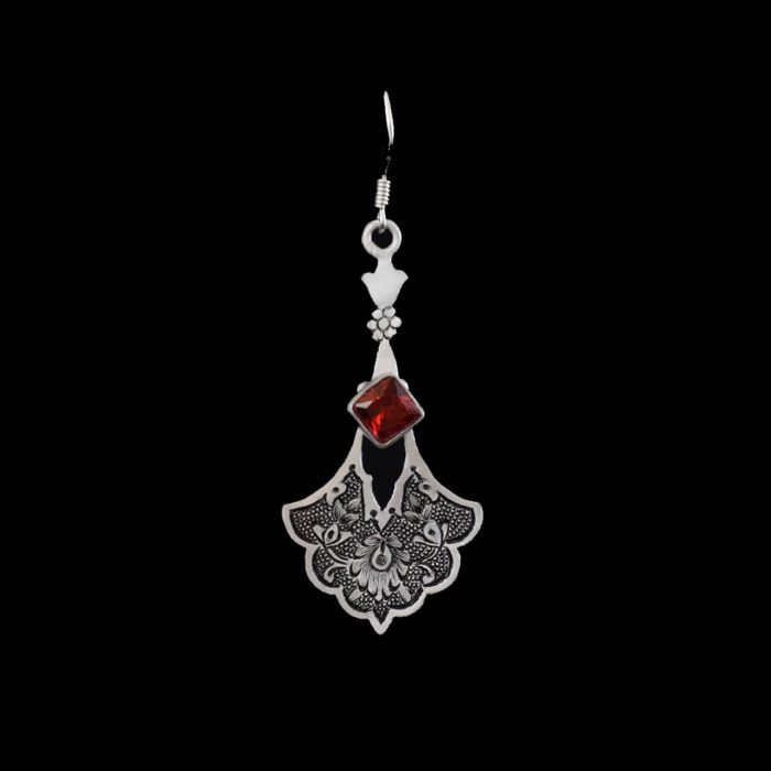 Price and Buy Persian Engraved Silver Earrings with Synthetic Gemstone - Image 3