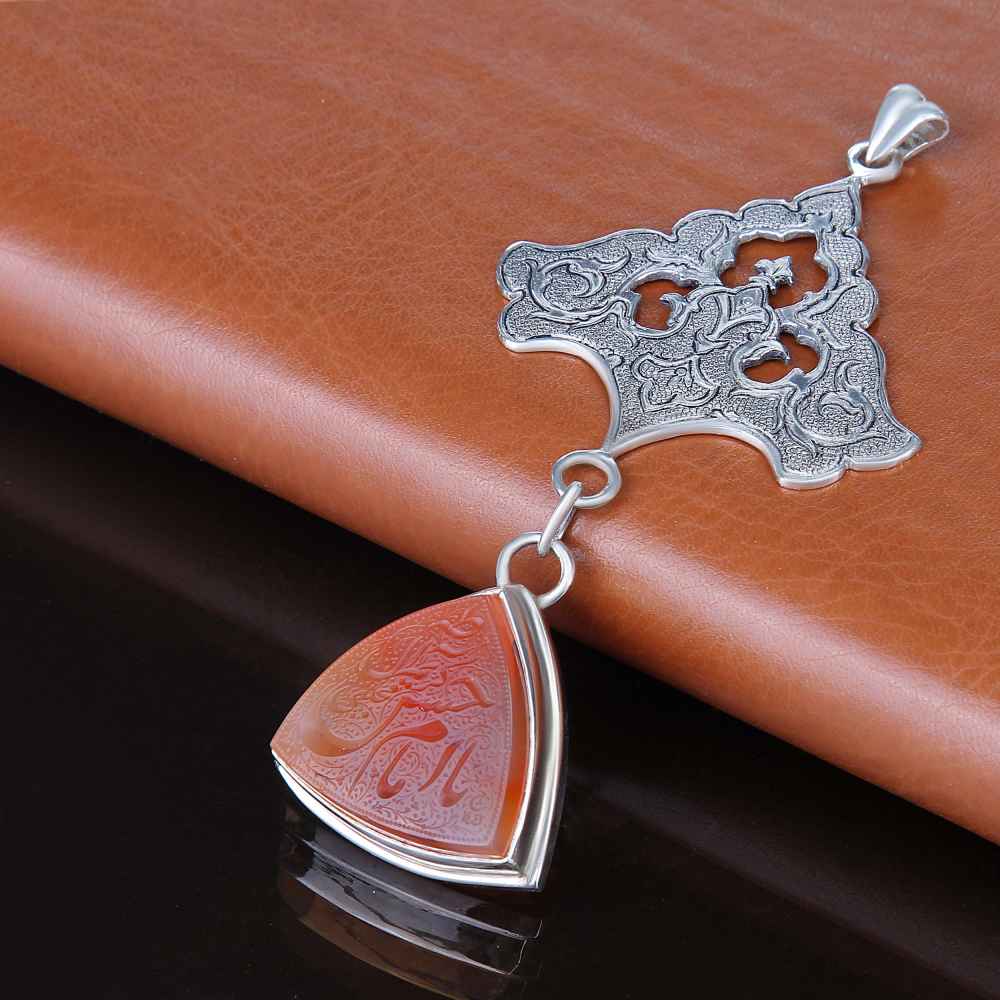 Price and Buy Persian Engraved Silver Pendant with Agate Gemstone Hassan - Image 4