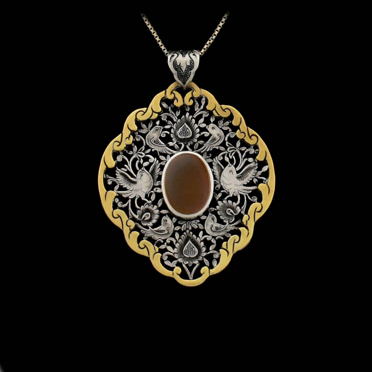 Price and Buy Persian Engraved Silver Pendant with Agate Gemstone