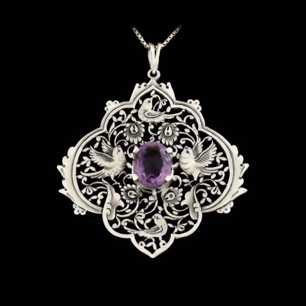 Price and Buy Persian Engraved Silver Pendant with Amethyst Gemstone_68f2773701102.jpeg Price and Buy Persian Engraved Silver Pendant with Amethyst Gemstone