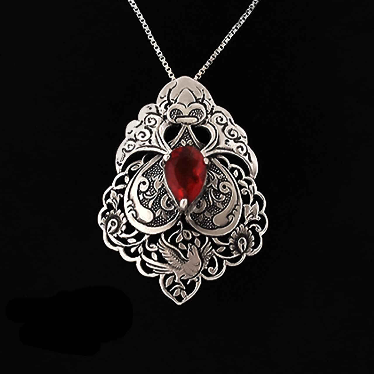 Price and Buy Persian Engraved Silver Pendant with Roby Gemstone