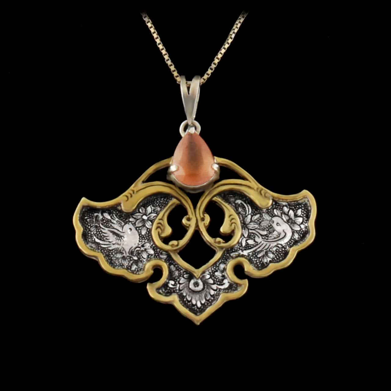 Price and Buy Persian Engraved Silver Pendant with Ruby Gemstone