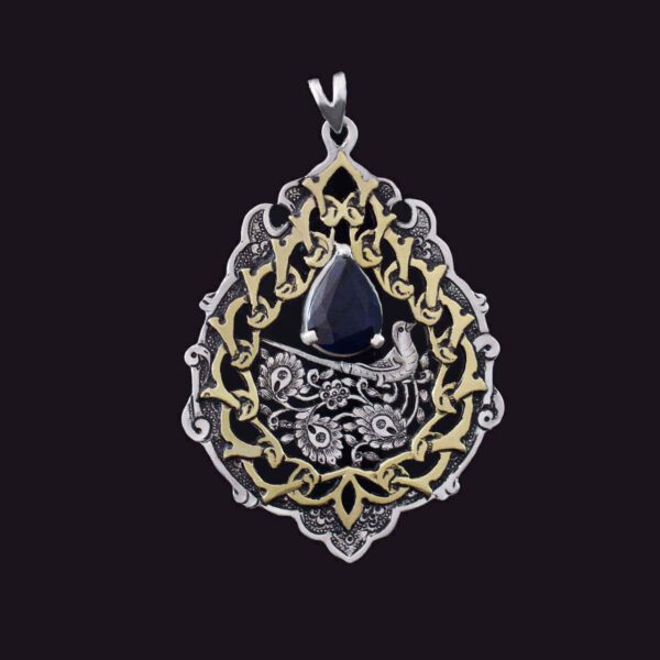 Price and Buy Persian Engraved Silver Pendant with Sapphire Gemstone_68f2763a224fc.jpeg Price and Buy Persian Engraved Silver Pendant with Sapphire Gemstone