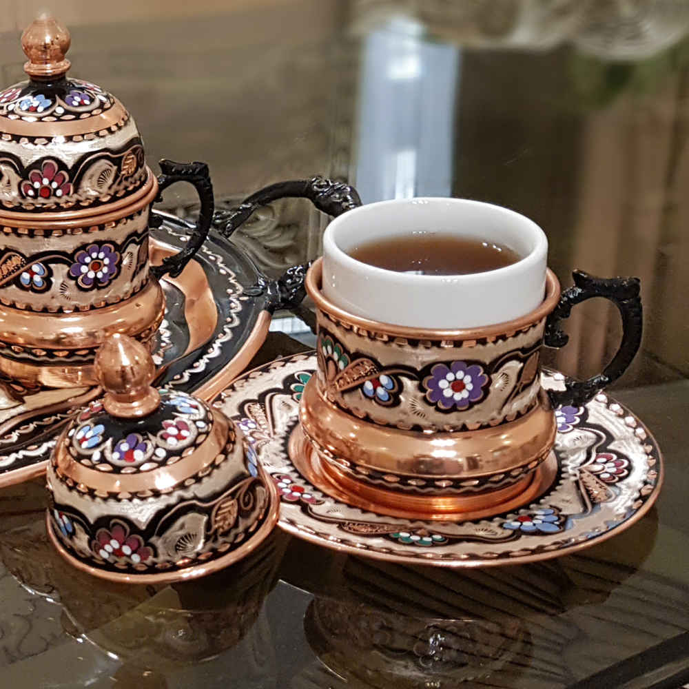 Price and Buy Persian Espresso Cup with Saucer – Minakari Enameled Copper Demitasse Style - Image 3