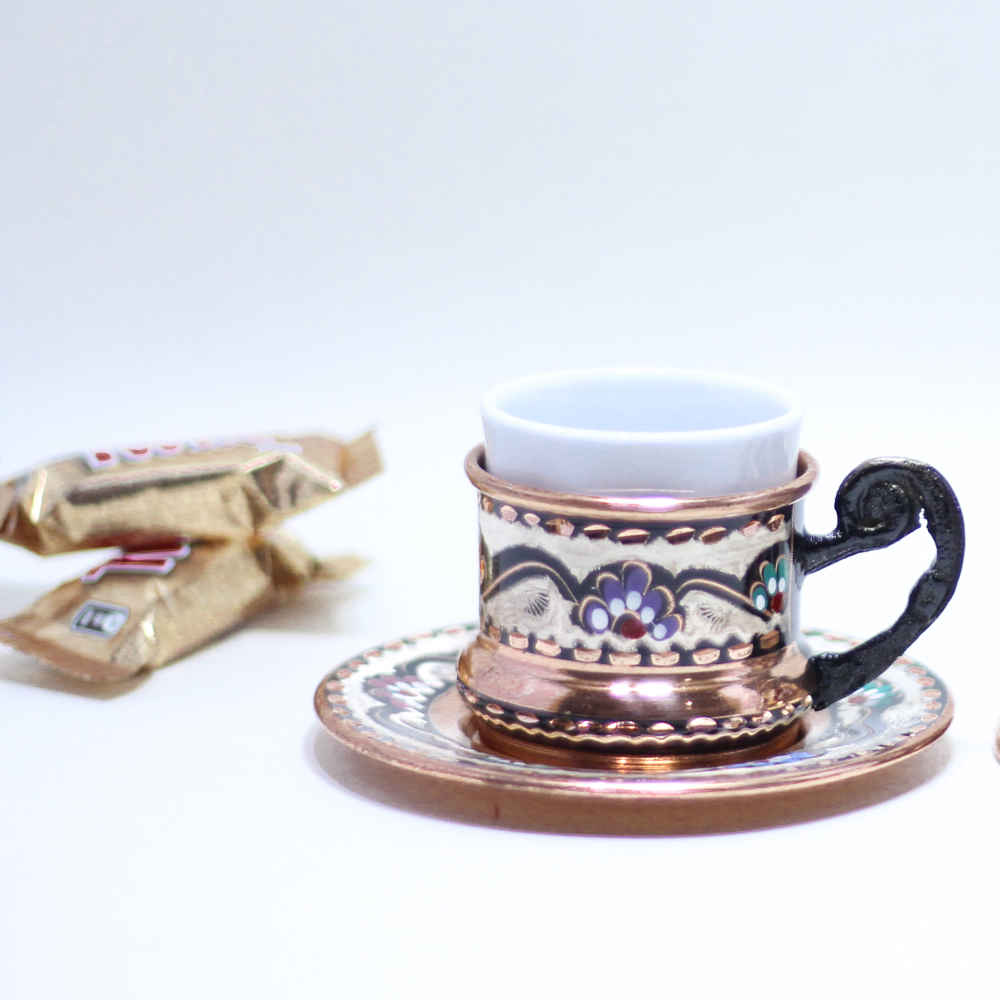 Price and Buy Persian Espresso Cup with Saucer – Minakari Enameled Copper Demitasse Style - Image 4