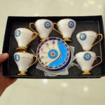 Price and Buy Persian Espresso Cup with Saucer – Porcelain in Evil Eye Design & Demitasse Style – (set of 6) - Image 3