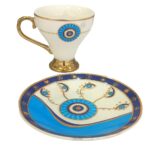 Price and Buy Persian Espresso Cup with Saucer – Porcelain in Evil Eye Design & Demitasse Style – (set of 6) - Image 4