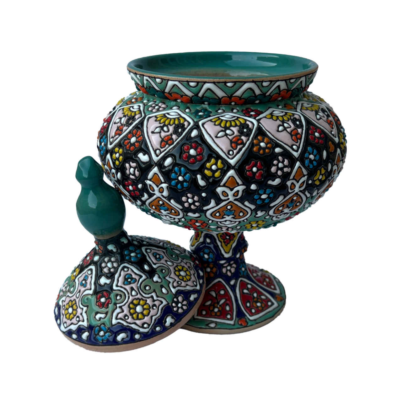 Price and Buy Persian Footed Sugar Bowl in Minakari Enameled with Lid - Image 3