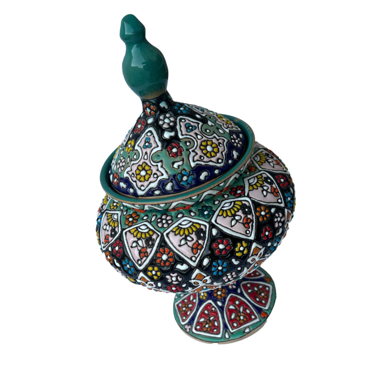Price and Buy Persian Footed Sugar Bowl in Minakari Enameled with Lid - Image 4