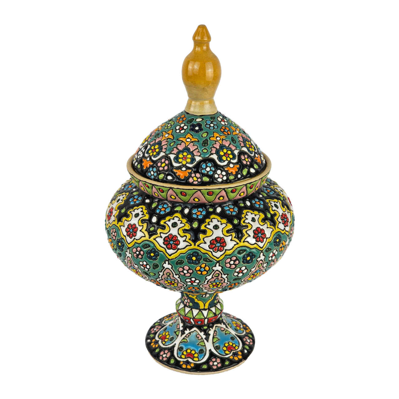 Price and Buy Persian Footed Sugar Bowl Minakari Enameled Handcrafted
