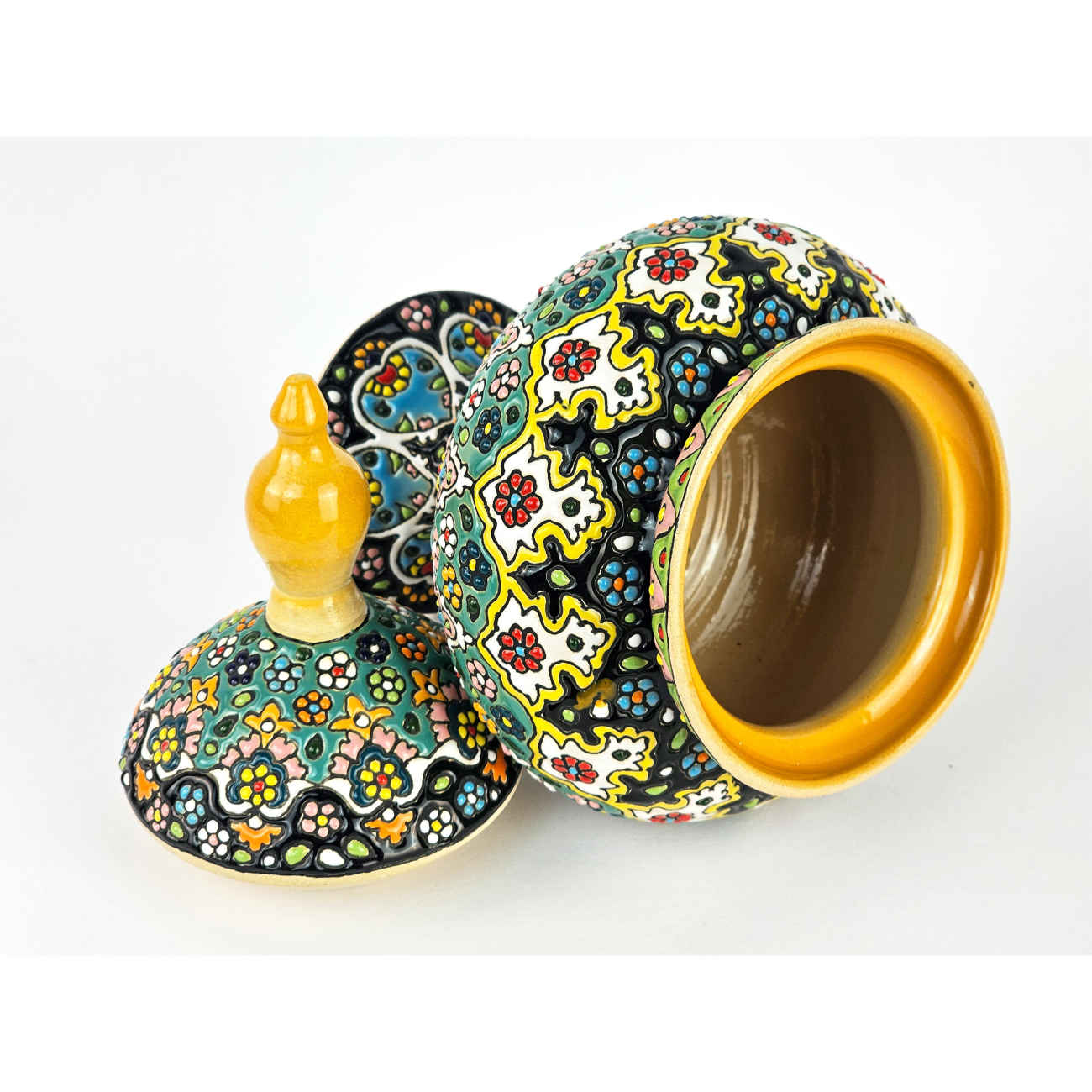 Price and Buy Persian Footed Sugar Bowl Minakari Enameled Handcrafted - Image 3