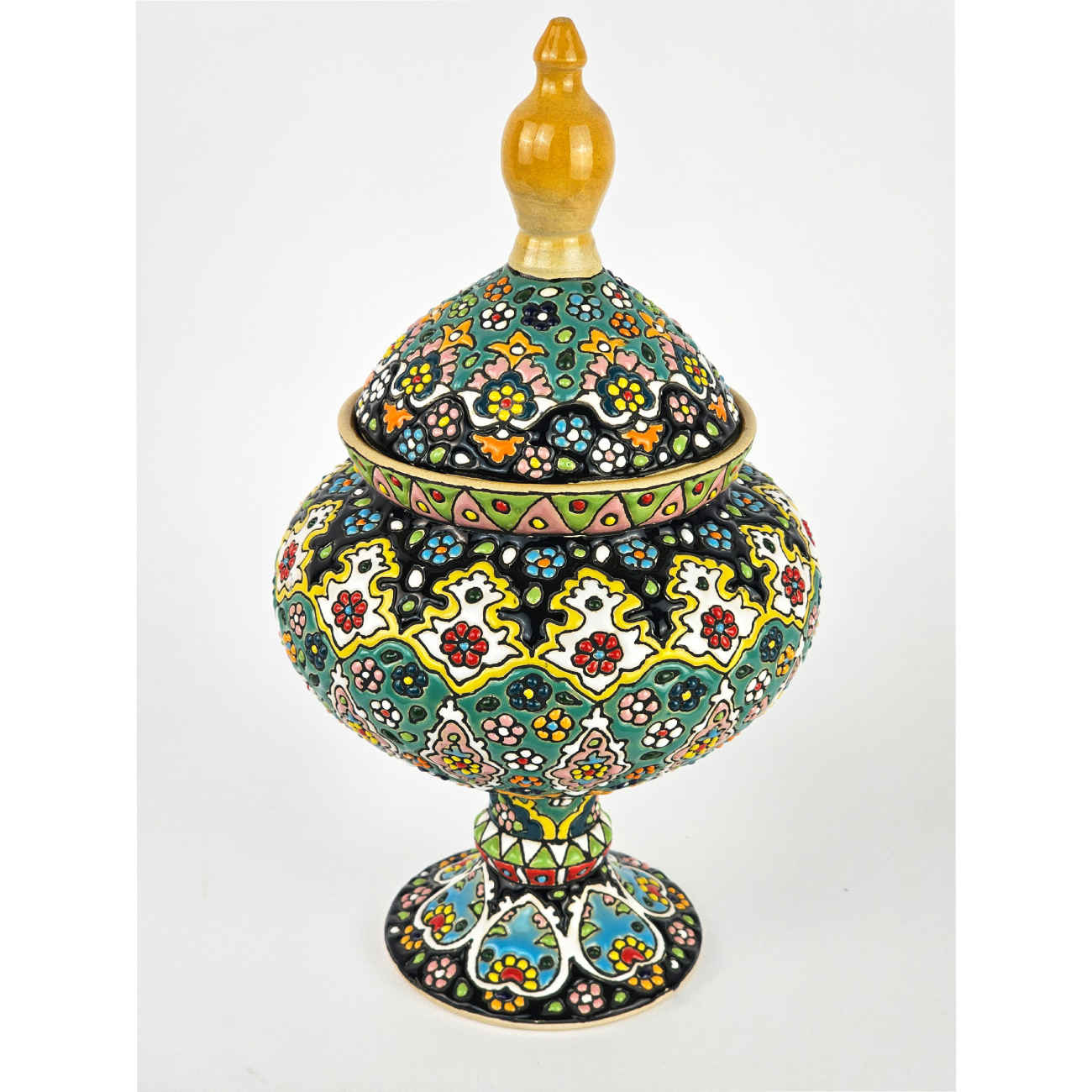 Price and Buy Persian Footed Sugar Bowl Minakari Enameled Handcrafted - Image 4