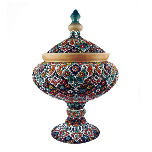 Price and Buy Persian Footed Sugar Bowl with Lid in Minakari Art_690087710b515.jpeg Price and Buy Persian Footed Sugar Bowl with Lid in Minakari Art