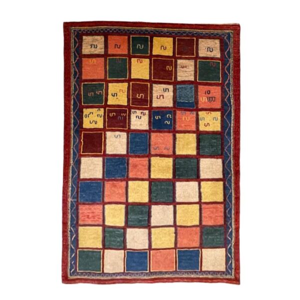 Price and Buy Persian Gabbeh Rug with Wool Genuine Handwoven Checkered