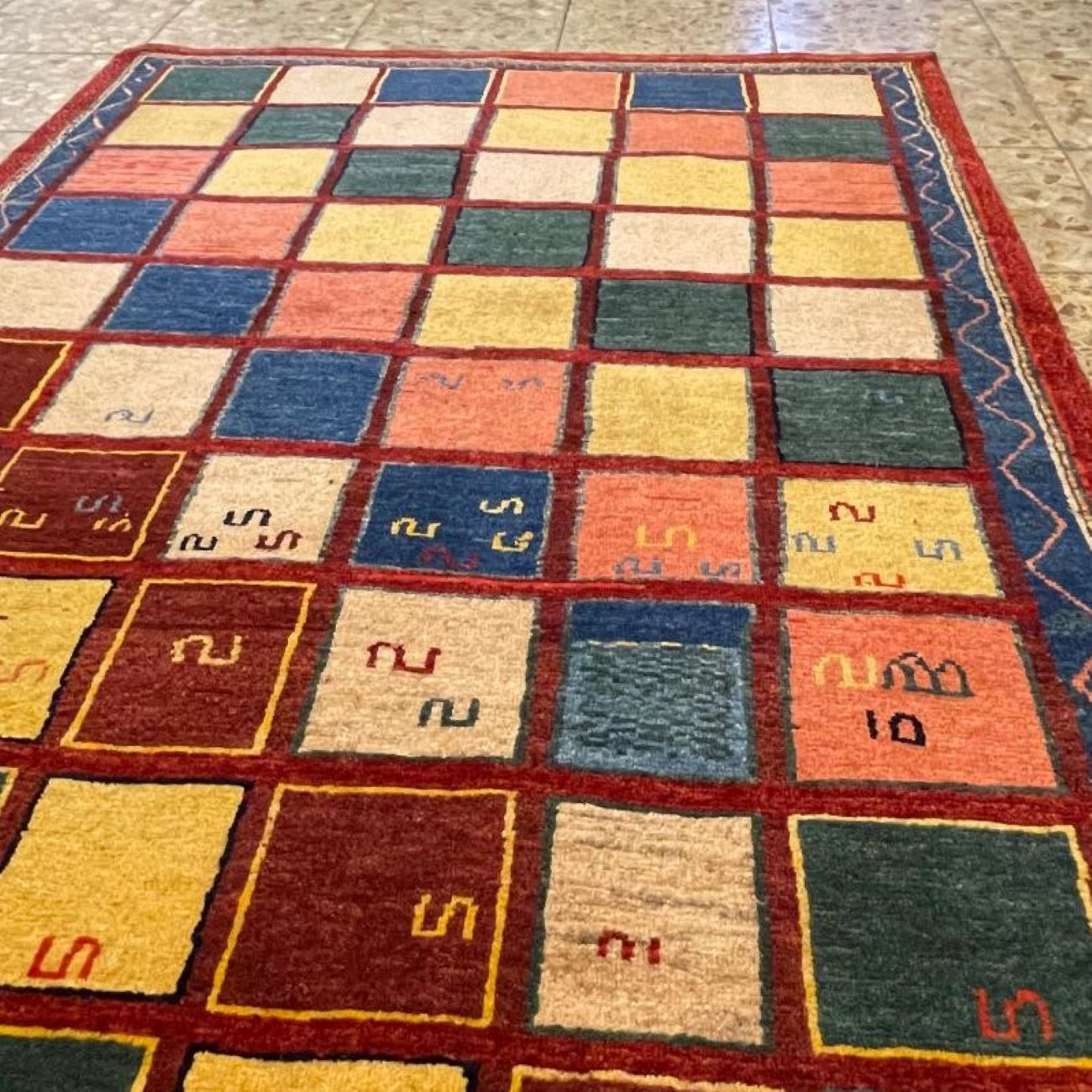 Price and Buy Persian Gabbeh Rug with Wool Genuine Handwoven Checkered - Image 4