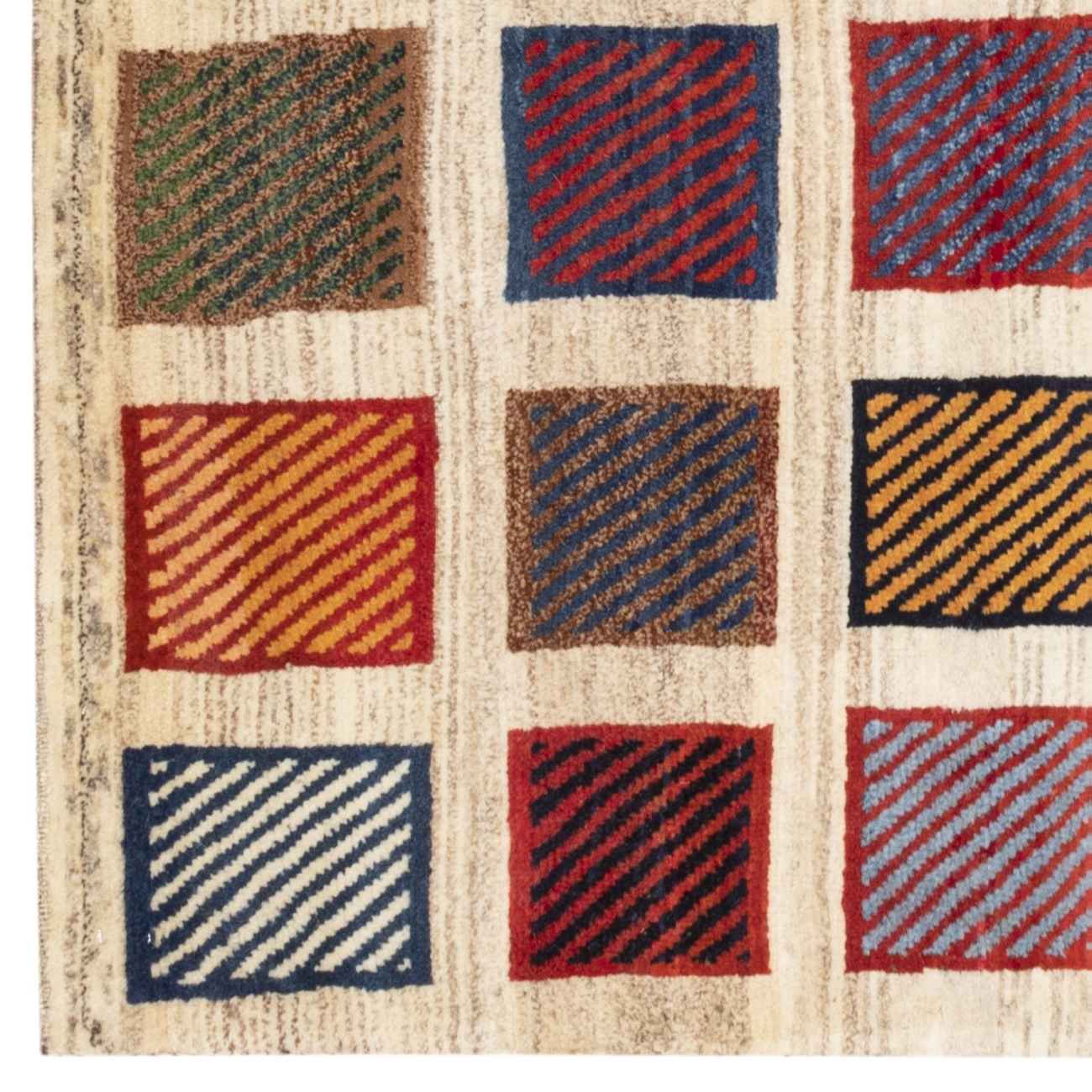 Price and Buy Persian Gabbeh Rug with Wool Genuine Handwoven in Fars Checkered Cream - Image 6