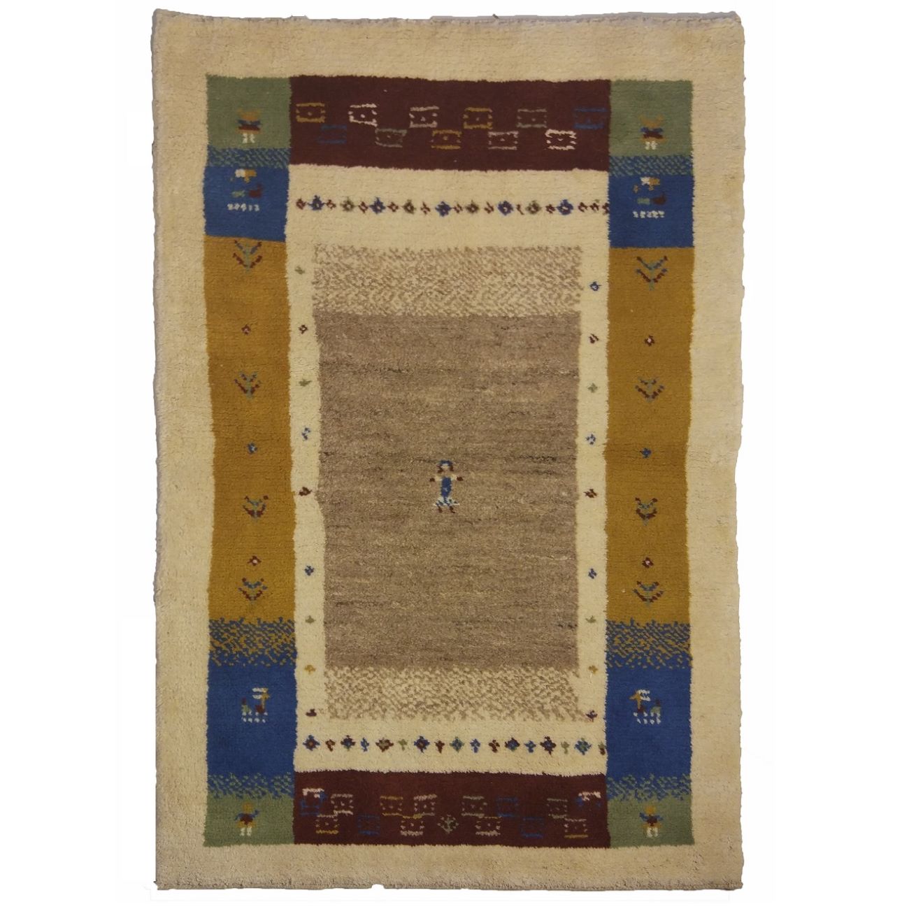 Price and Buy Persian Gabbeh Rug with Wool Handwoven in Fars Bordered Cream