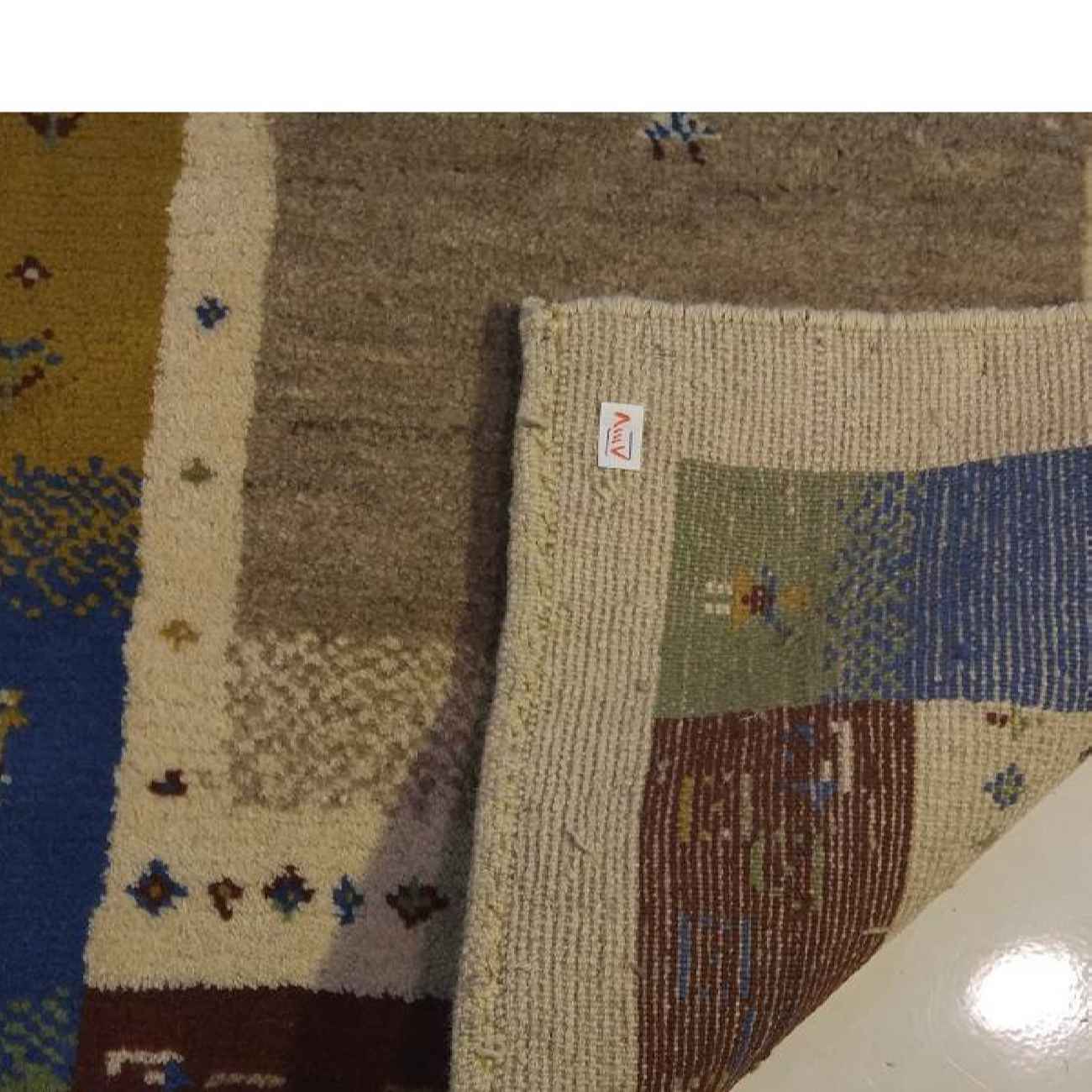 Price and Buy Persian Gabbeh Rug with Wool Handwoven in Fars Bordered Cream - Image 4