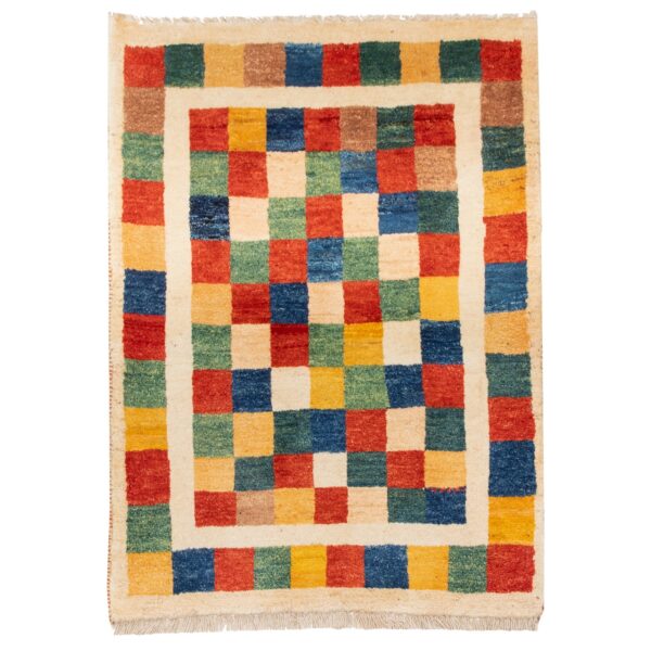 Price and Buy Persian Gabbeh Rug with Wool Handwoven in Fars Checkered Cream