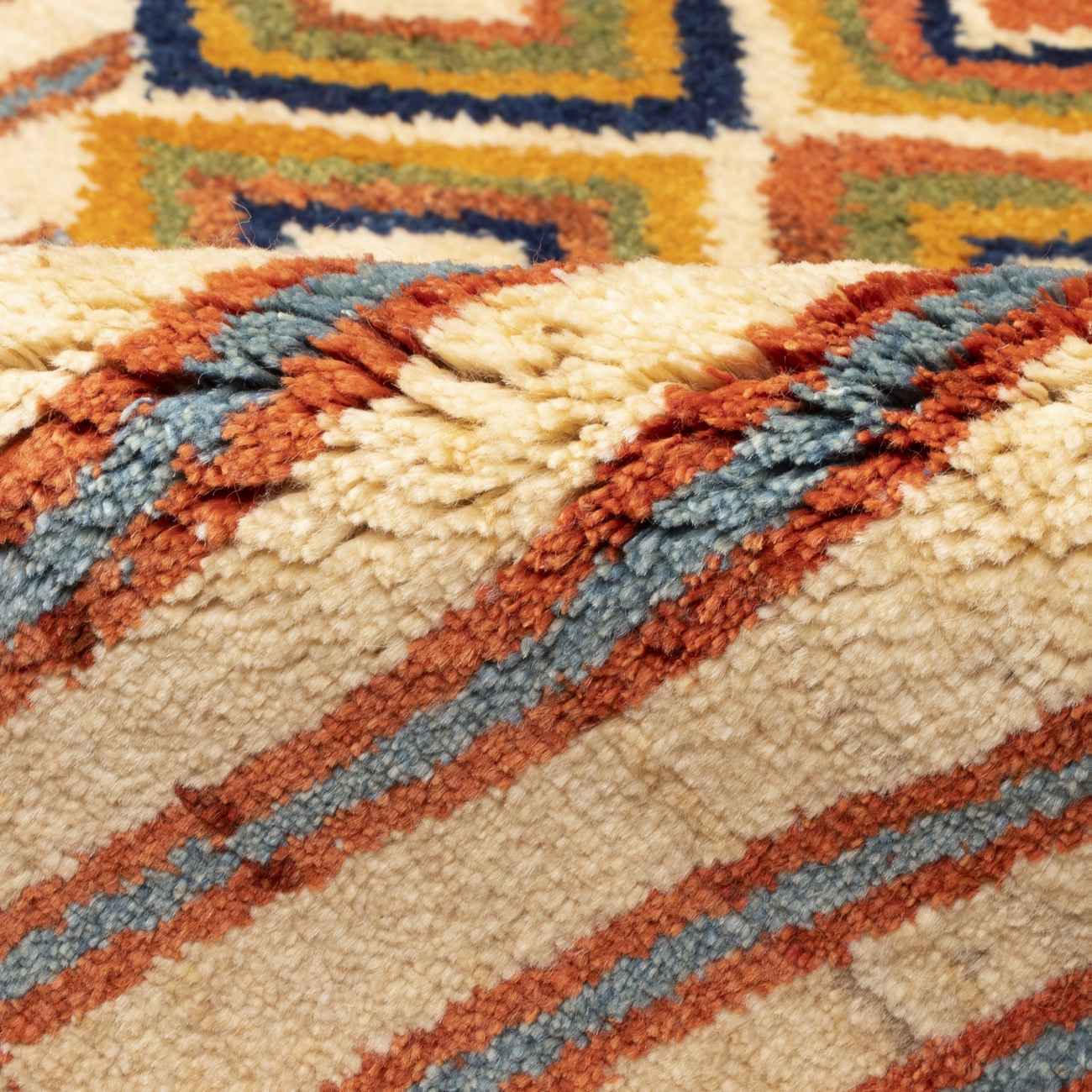 Price and Buy Persian Gabbeh Rug with Wool Handwoven in Fars Striped Geometric Cream - Image 3