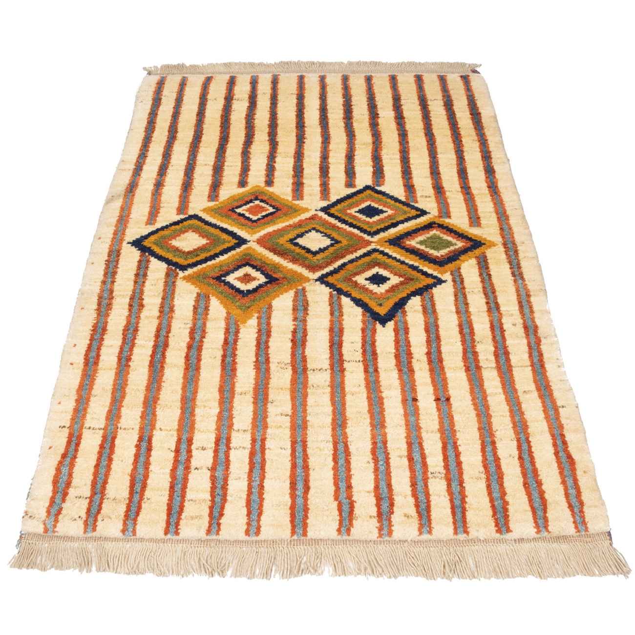 Price and Buy Persian Gabbeh Rug with Wool Handwoven in Fars Striped Geometric Cream - Image 6
