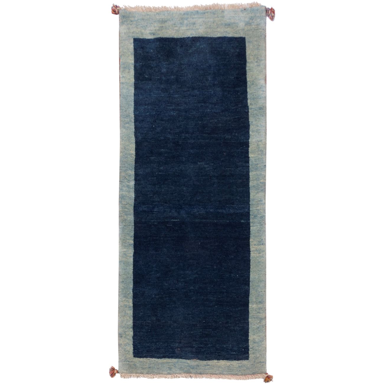 Price and Buy Persian Gabbeh Runner Rug with Wool Handwoven in Fars Bordered Navy Blue