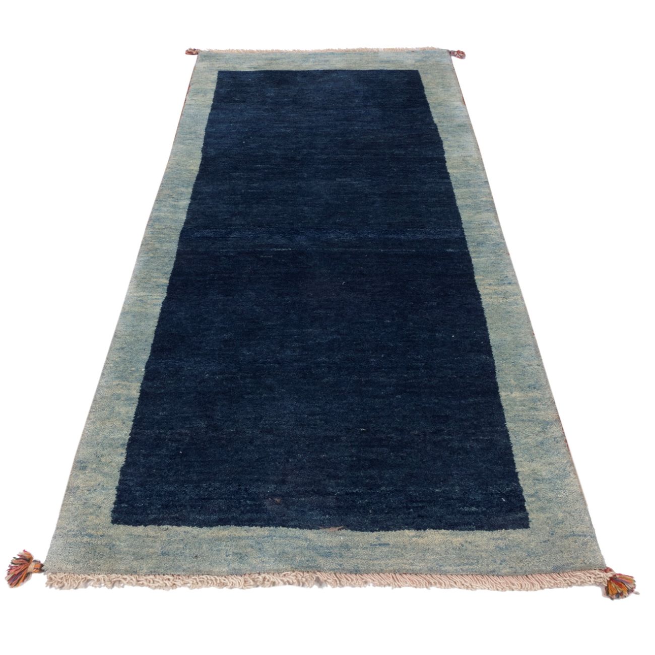 Price and Buy Persian Gabbeh Runner Rug with Wool Handwoven in Fars Bordered Navy Blue - Image 7