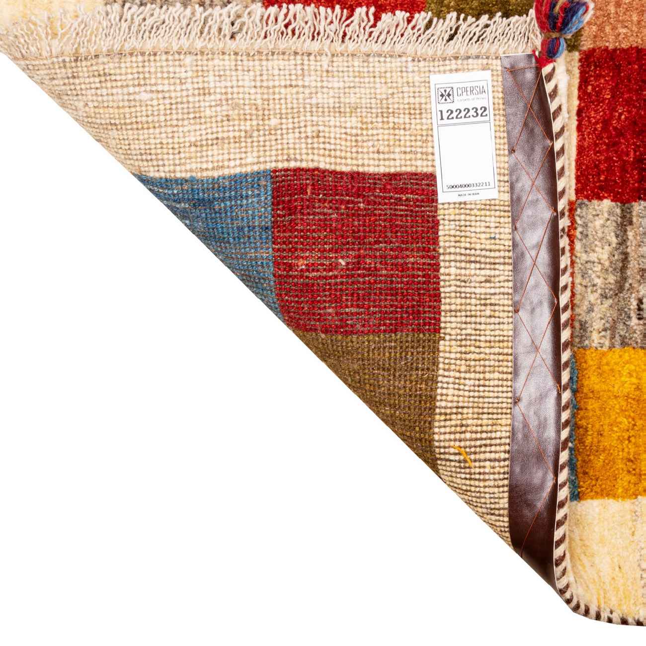 Price and Buy Persian Gabbeh Wool Rug Authentic Handwoven in Fars Checkered Cream - Image 3