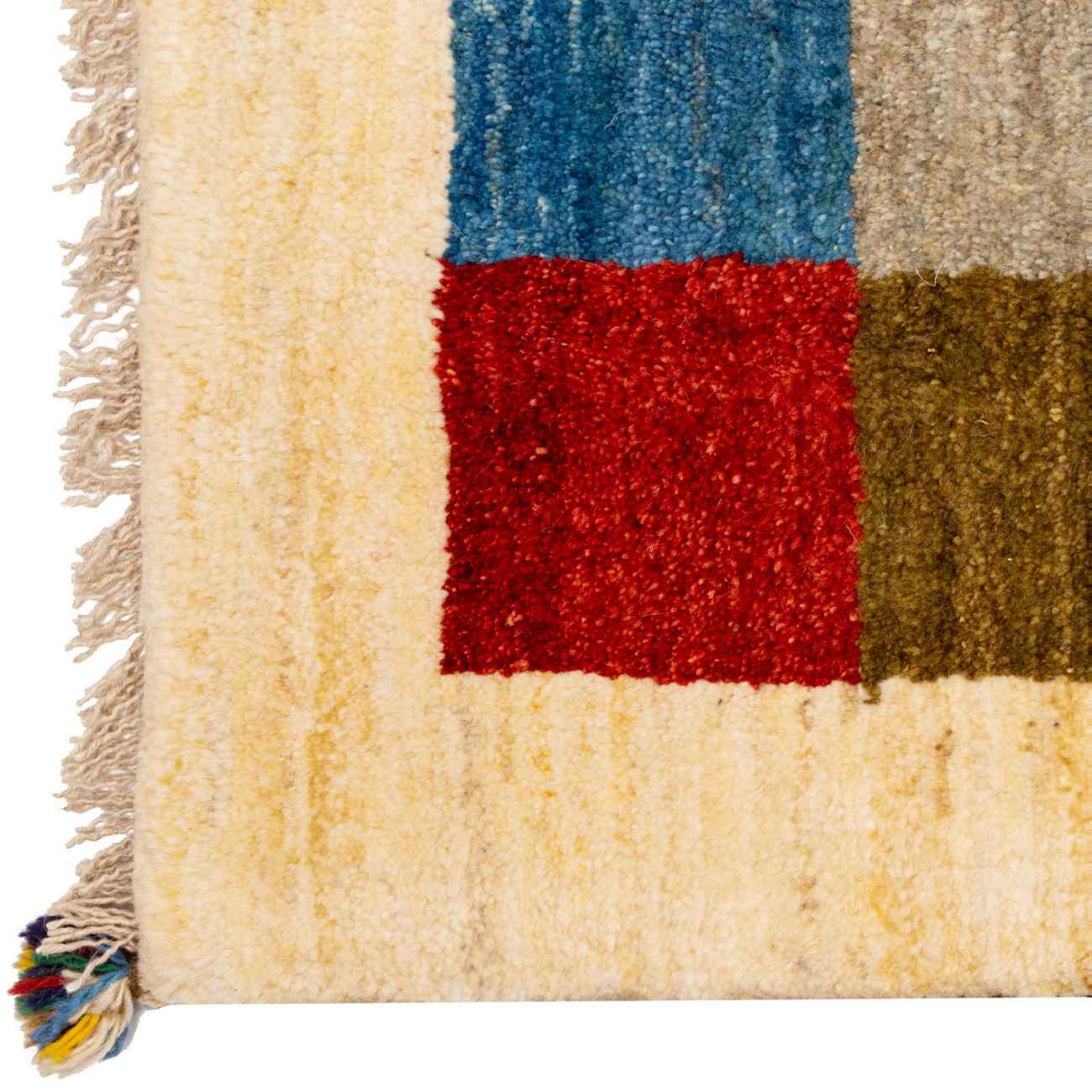 Price and Buy Persian Gabbeh Wool Rug Authentic Handwoven in Fars Checkered Cream - Image 5