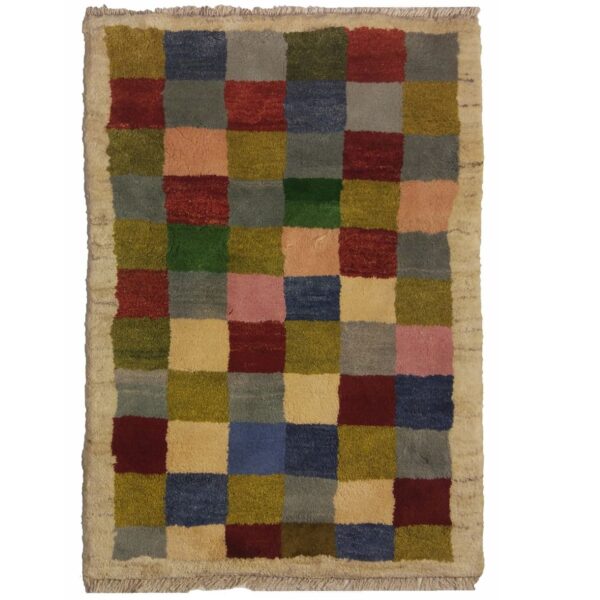 Price and Buy Persian Gabbeh Wool Rug Authentic Handwoven in Fars Checkered