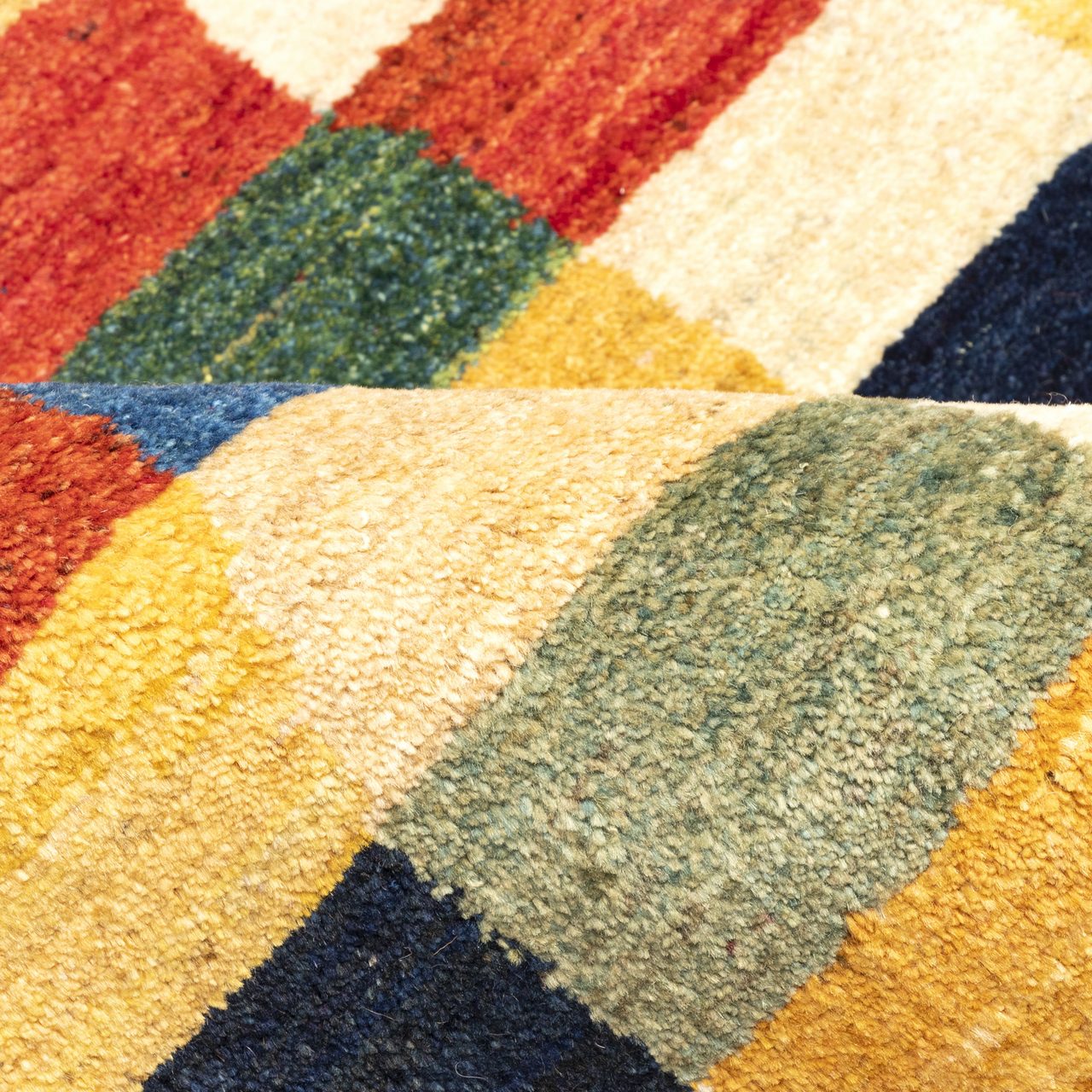 Price and Buy Persian Gabbeh Wool Rug Authentic Handwoven in Fars Checkered - Image 5