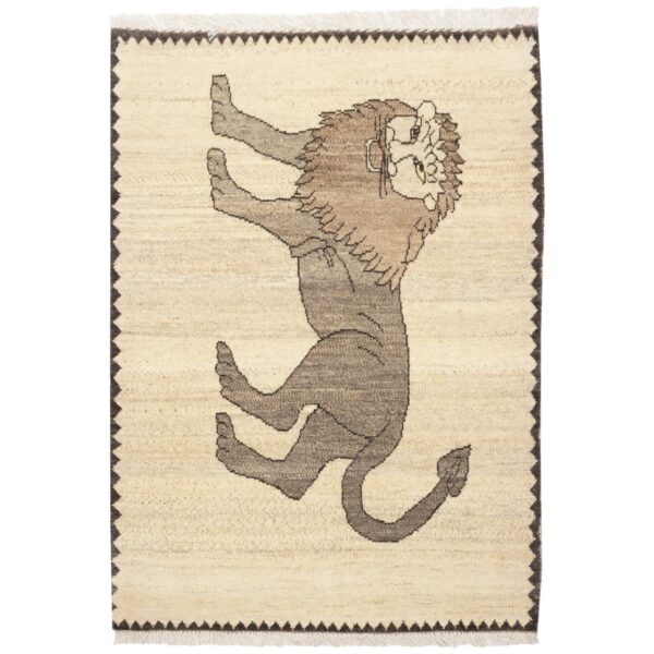 Price and Buy Persian Gabbeh Wool Rug Genuine Handwoven Lion Cream